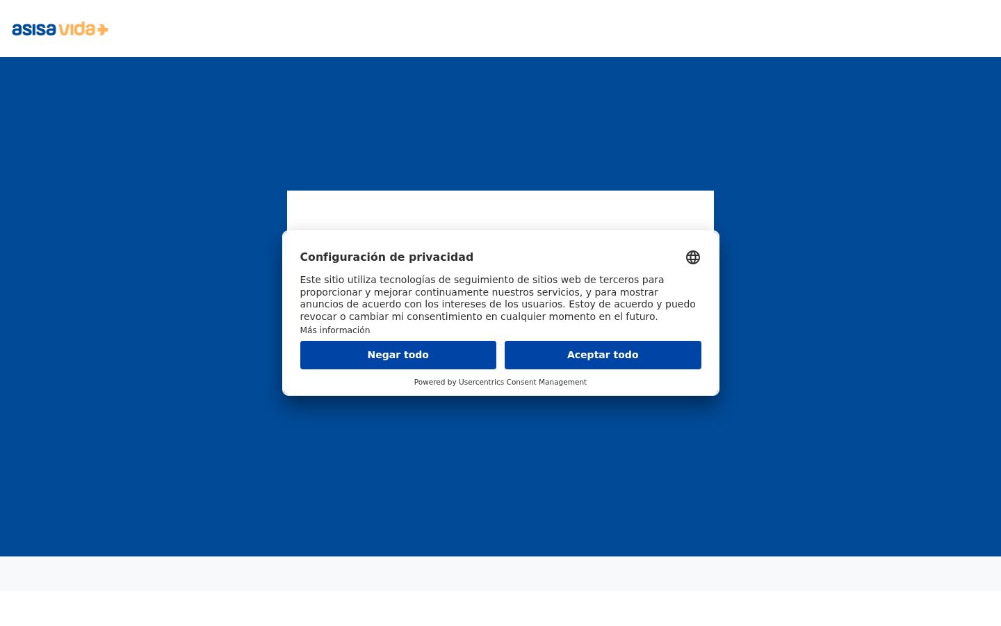 Captura de pantalla del banner de consentimiento mostrado antes de cualquier interacción