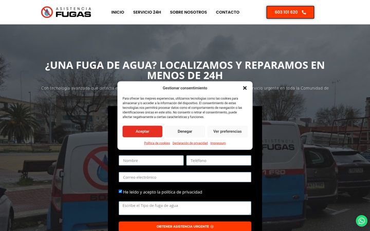 Screenshot of asistenciafugas.com