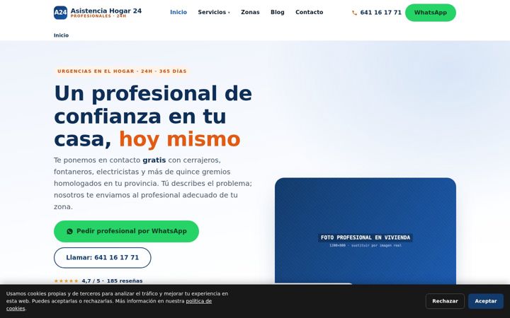 Screenshot of asistenciahogar24.es