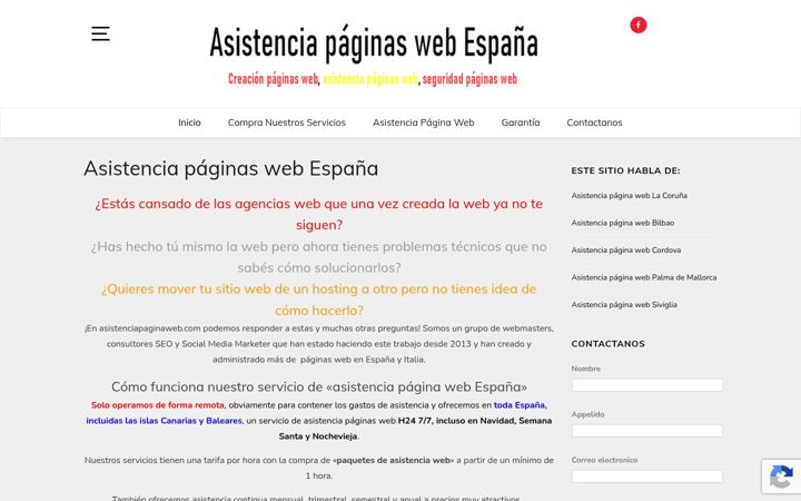 Screenshot of asistenciapaginaweb.com