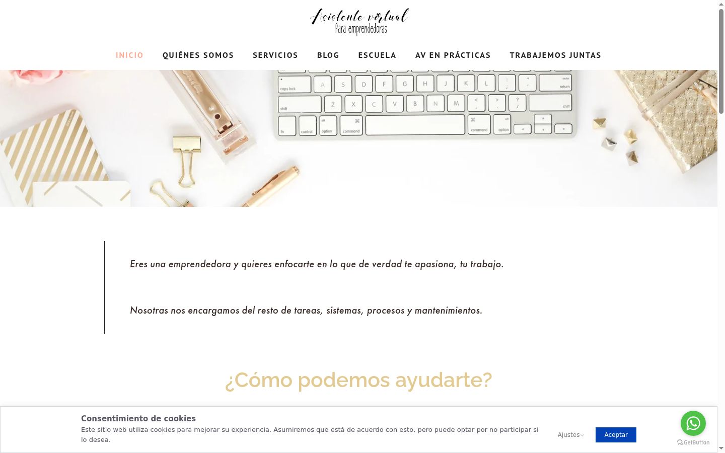 Captura de pantalla del banner de consentimiento mostrado antes de cualquier interacción