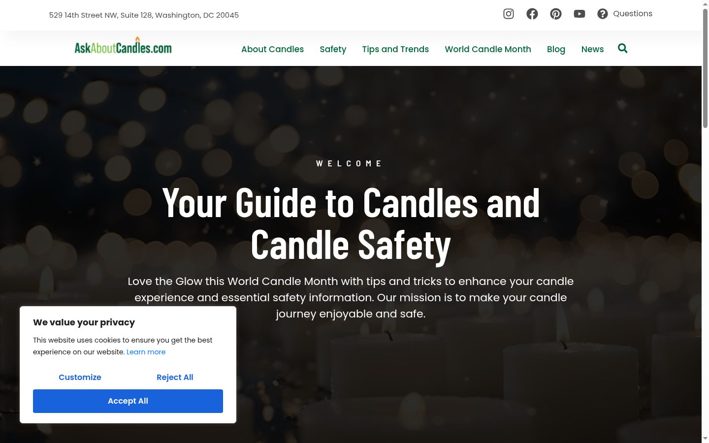 Screenshot of the consent banner shown before any interaction