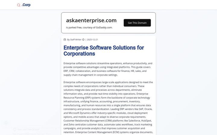 Screenshot of askaenterprise.com