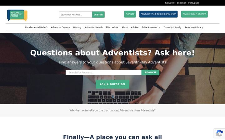 Screenshot von askanadventistfriend.com