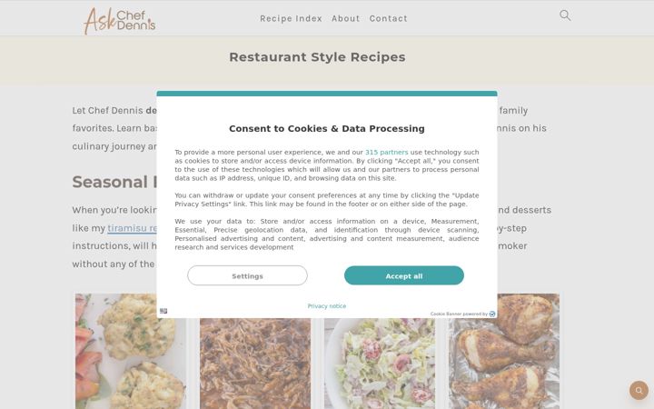 Screenshot of askchefdennis.com