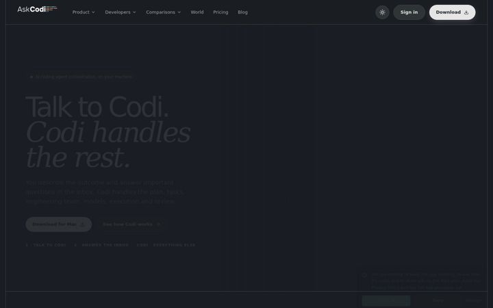 Screenshot of askcodi.com