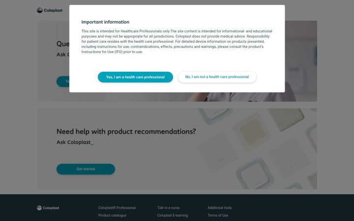 Ekrānuzņēmums no askcoloplast.co.uk