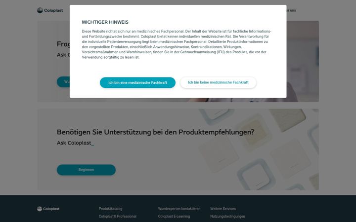 Ekrānuzņēmums no askcoloplast.de
