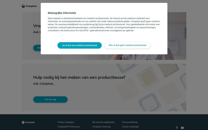 Ekrānuzņēmums no askcoloplast.nl