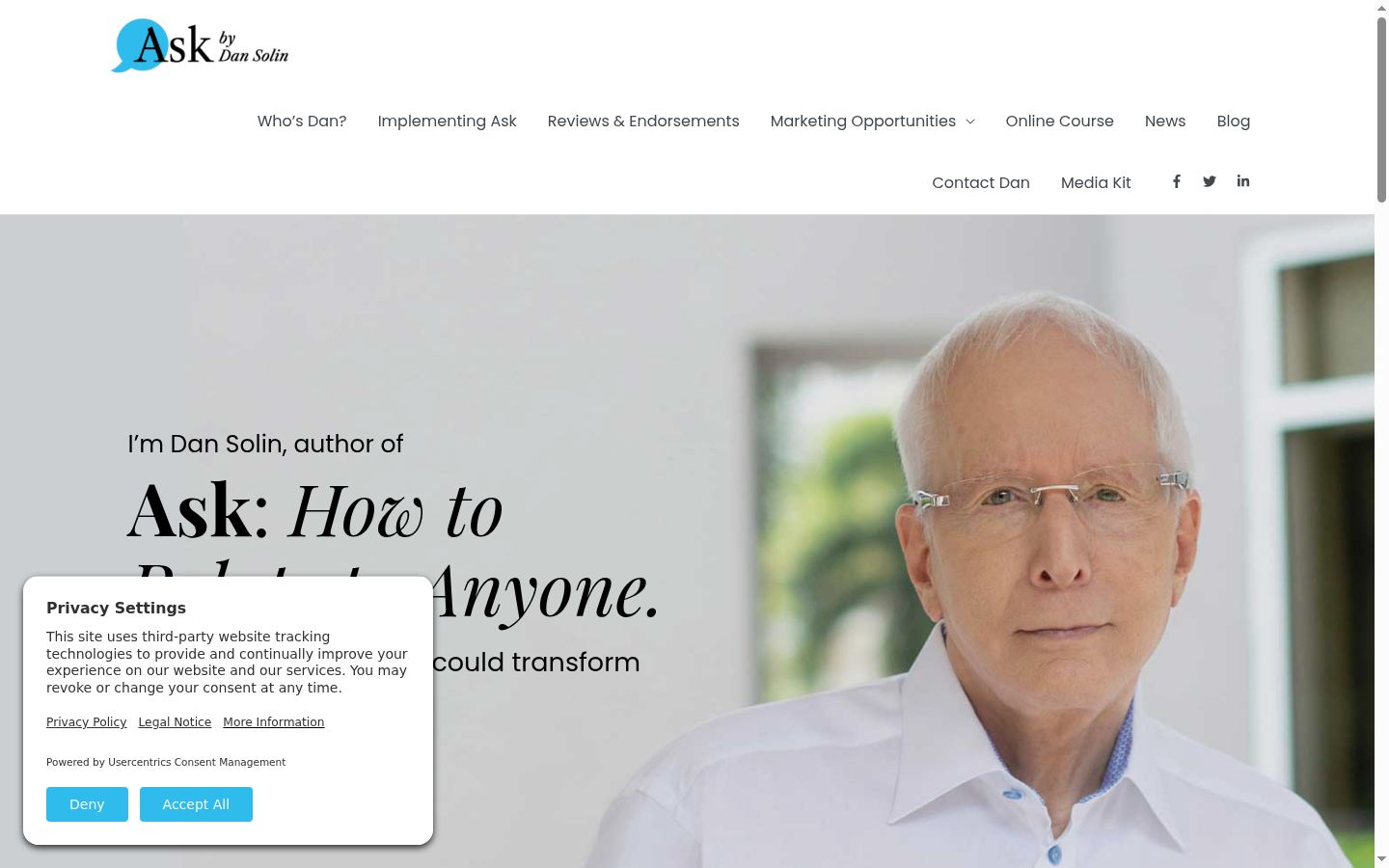 Sutikimo reklamjuostės, rodytos prieš bet kokią sąveiką, ekrano kopija