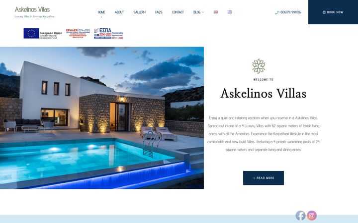 Screenshot of askelinosvillas.com