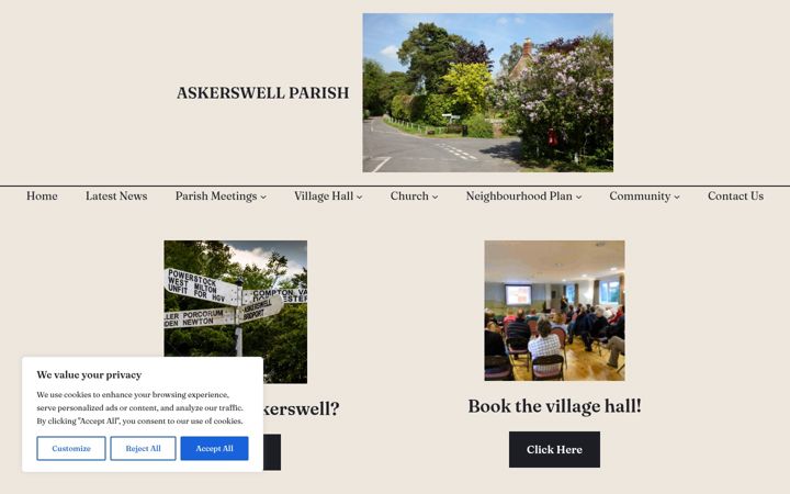 Screenshot ta' askerswellparish.org