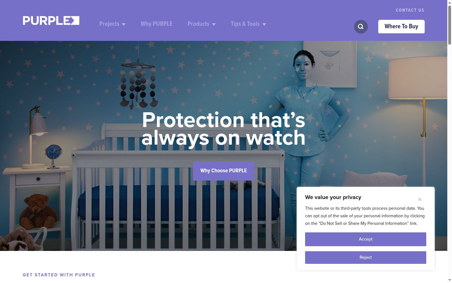 Screenshot of the consent banner shown before any interaction