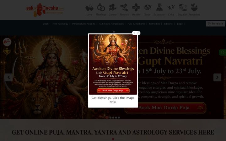 Screenshot of askganesha.com