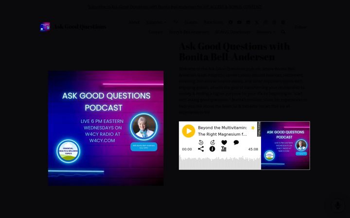Snimka zaslona za askgoodquestionspodcast.com