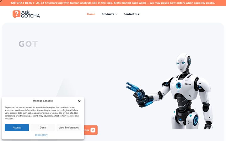 Screenshot of askgotcha.ai
