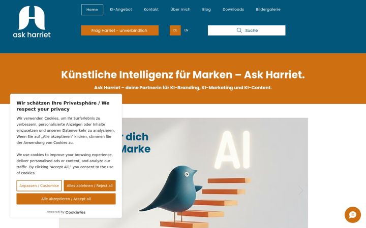 Snimka zaslona za askharriet.com