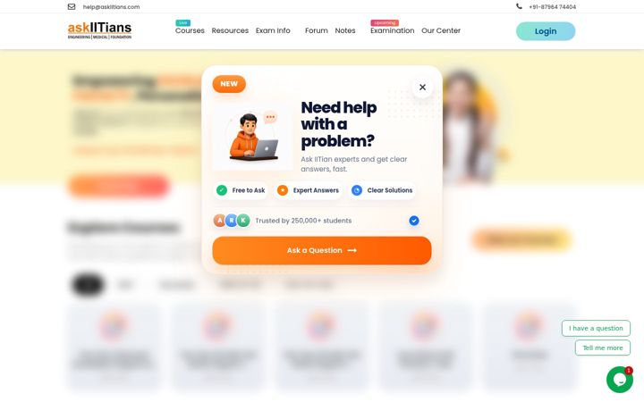 Screenshot of askiitians.com