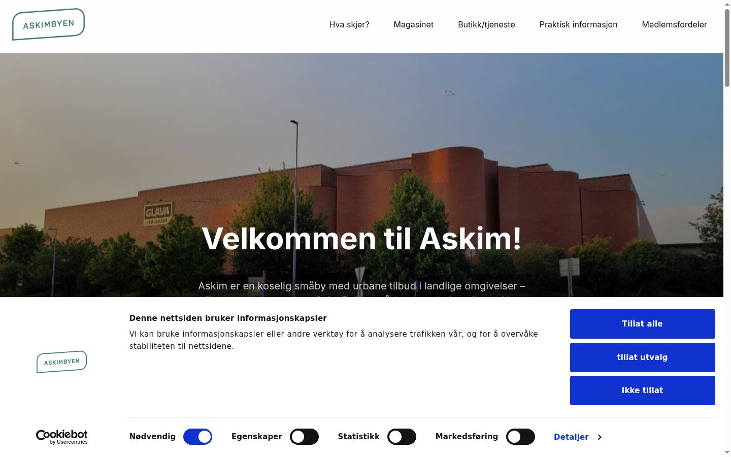 Skærmbillede af samtykkebanneret, som det blev vist før nogen interaktion