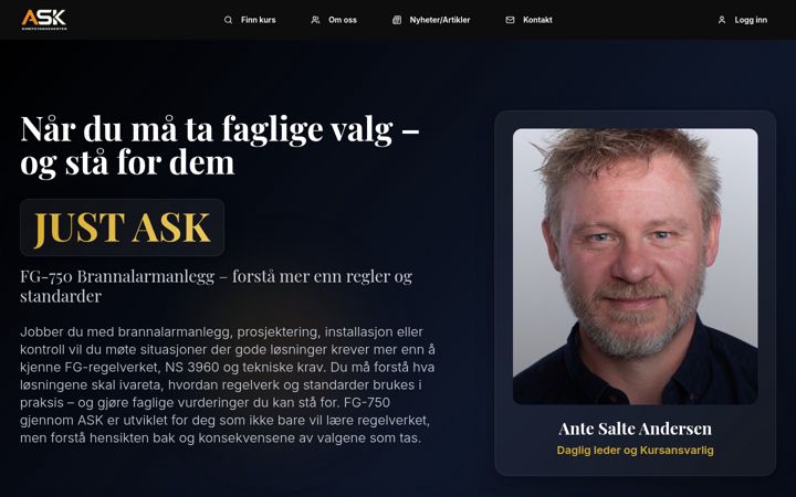 Skjámynd af askkompetanse.no