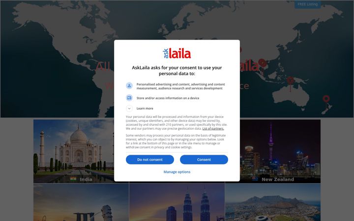 Screenshot of asklaila.com