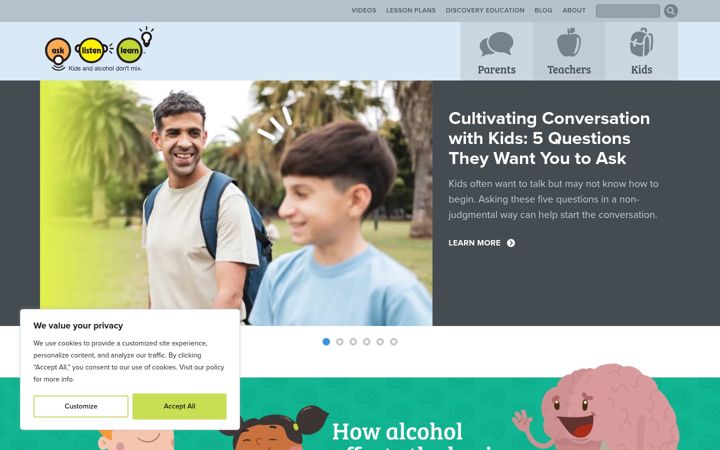 Screenshot of asklistenlearn.org