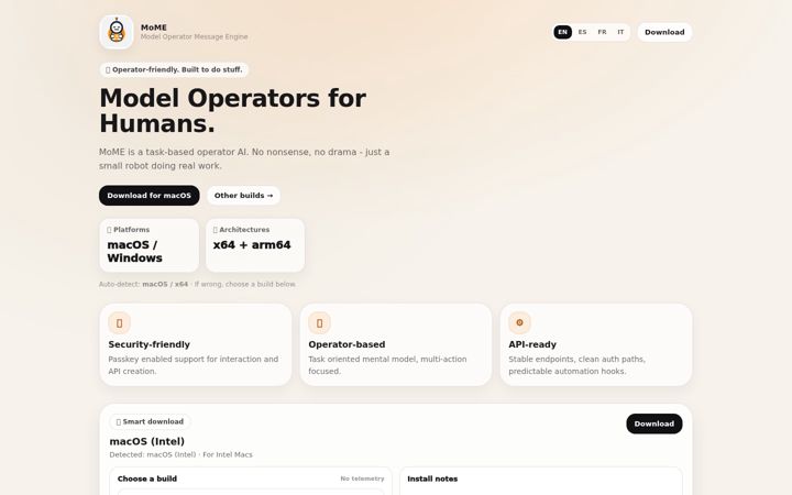 Screenshot stránky askmome.chat