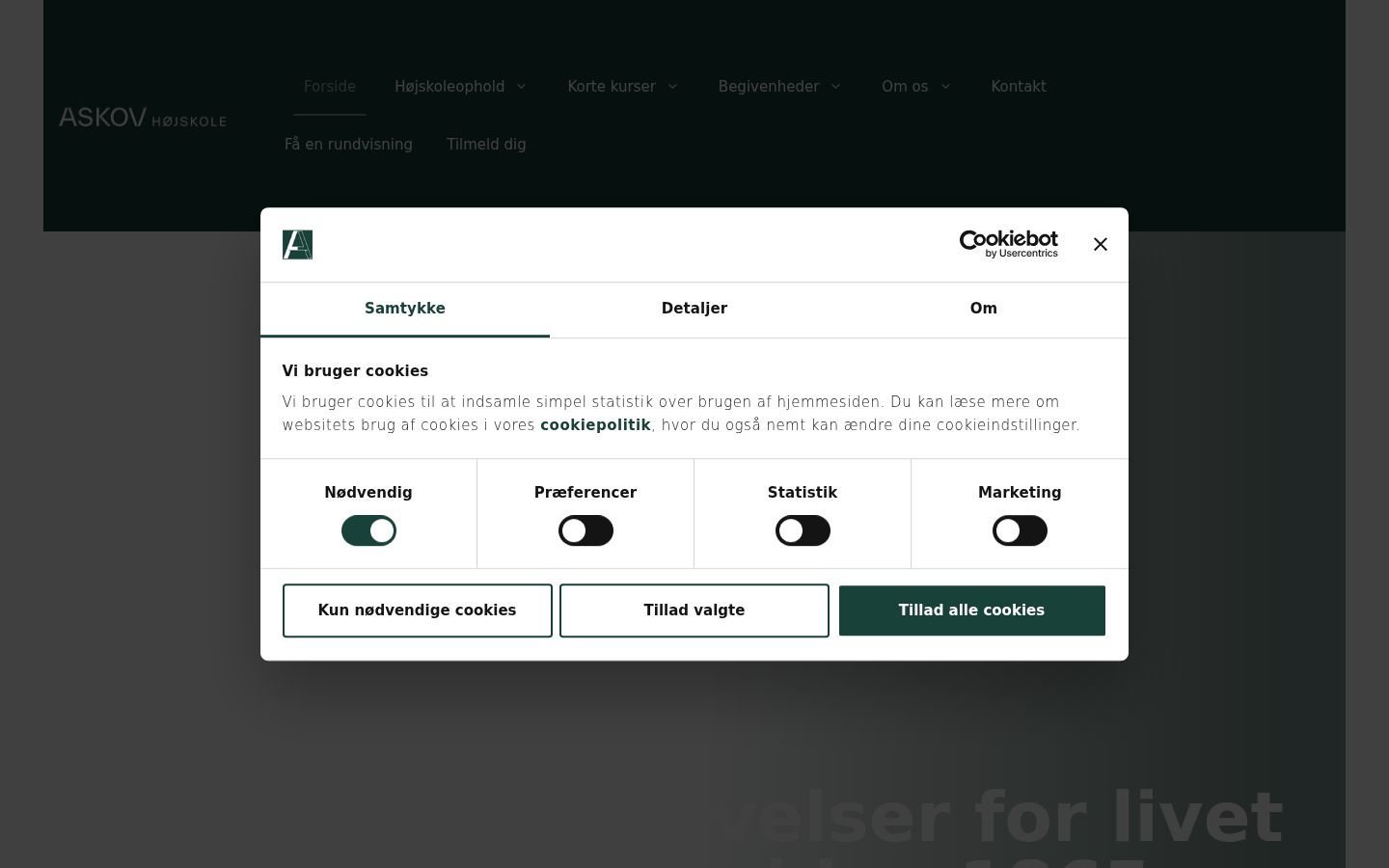 Captura de ecrã do banner de consentimento apresentado antes de qualquer interação