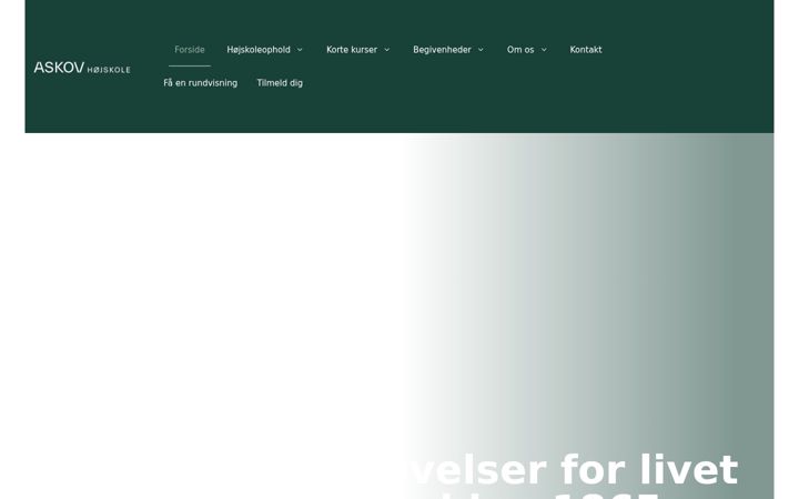 Captura de ecrã de askov-hojskole.dk