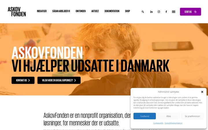 Screenshot ta' askovfonden.dk