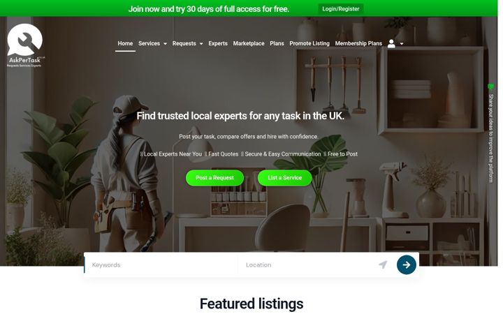 Captura de ecrã de askpertask.co.uk