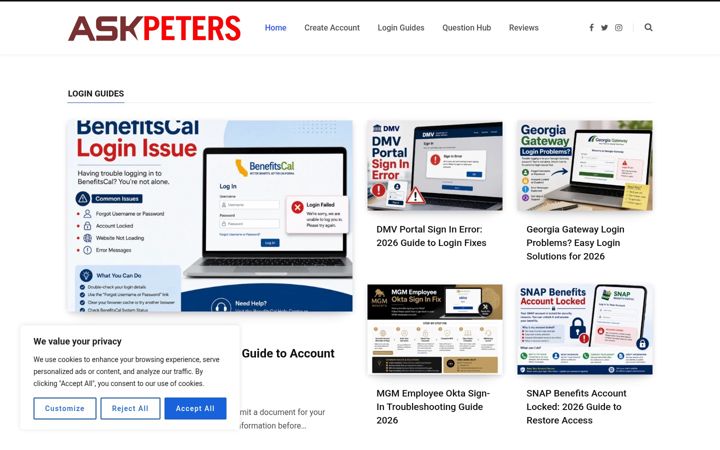 Ekraanipilt saidist askpeters.com