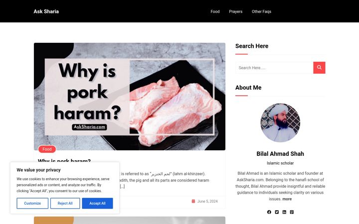 Screenshot of asksharia.com