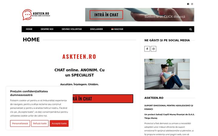 Capture d'écran de askteen.ro