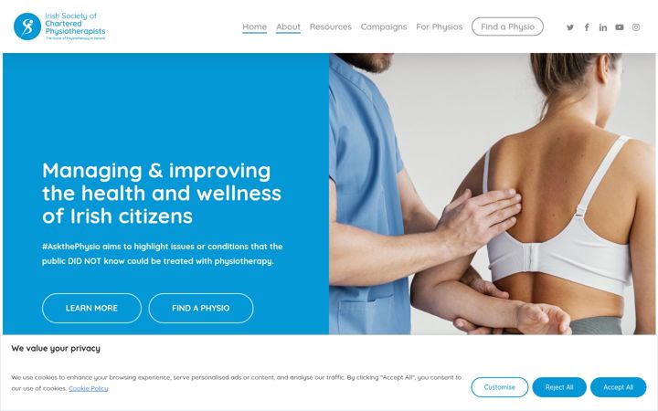 Screenshot of askthephysio.ie