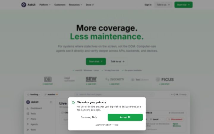 Screenshot of askui.com