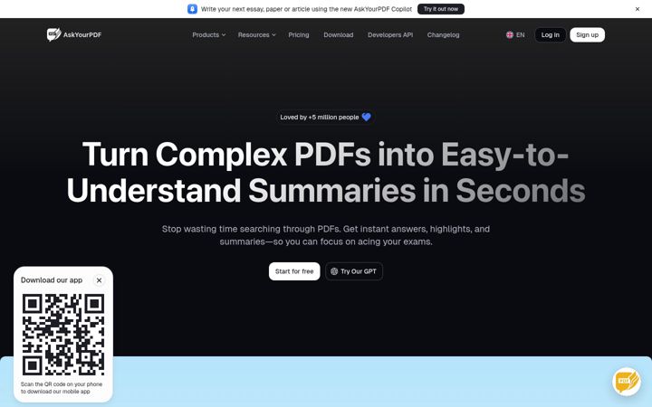 Screenshot of askyourpdf.com