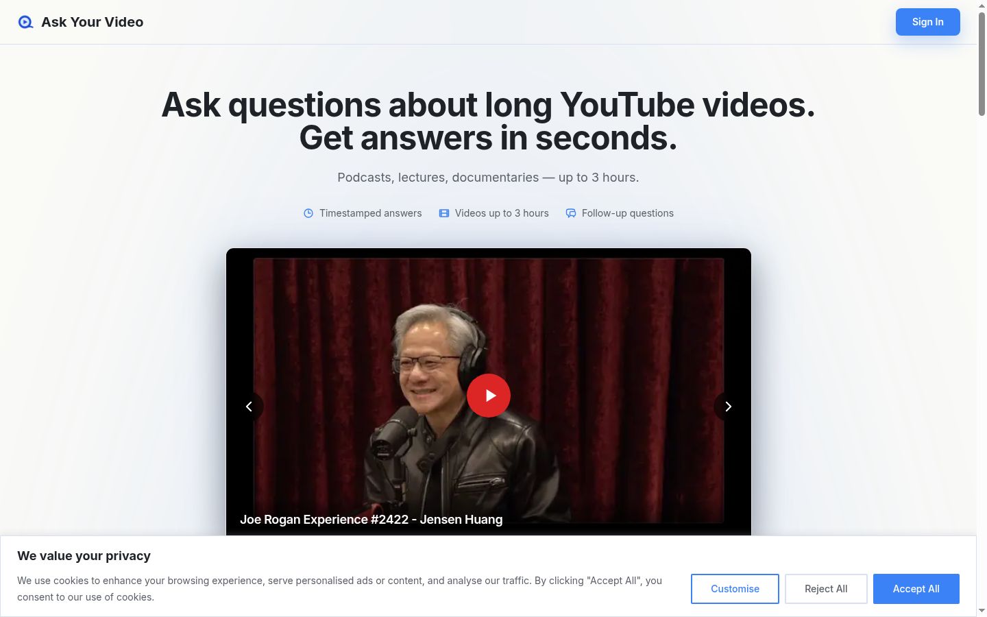 Screenshot of the consent banner shown before any interaction