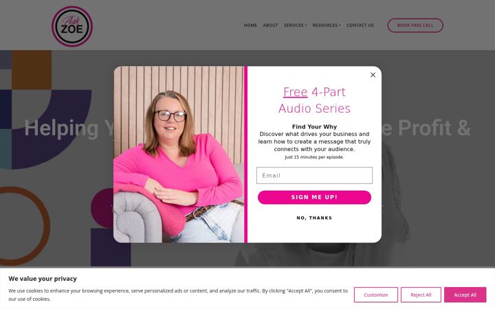 Screenshot of askzoe.co.uk