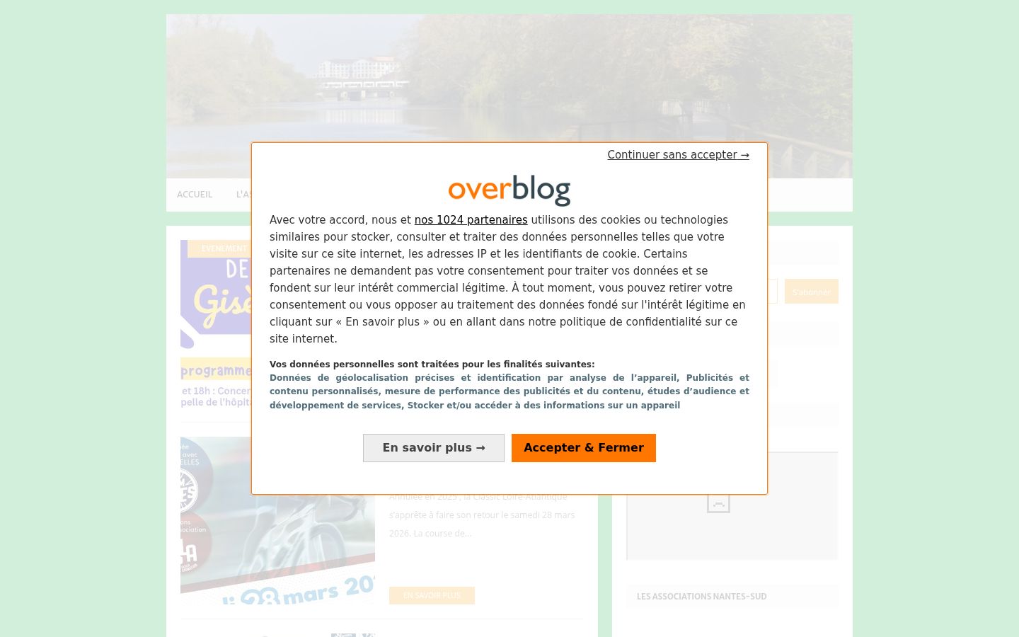 Capture d'écran de la bannière de consentement affichée avant toute interaction