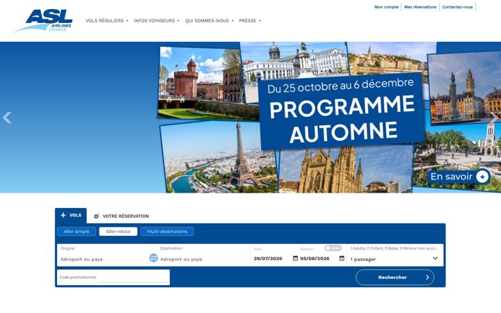 Screenshot of aslairlines.dz