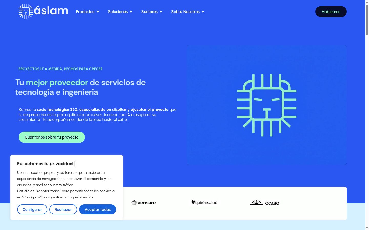 Captura de pantalla del banner de consentimiento mostrado antes de cualquier interacción