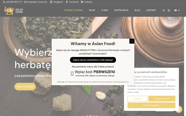 Snímek obrazovky aslan-food.com