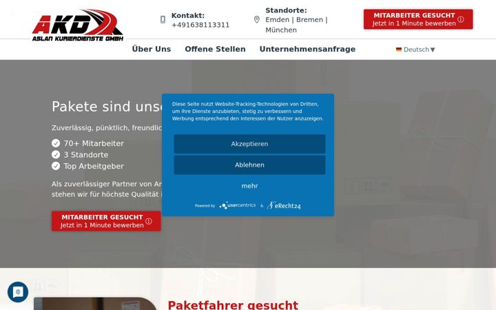 Screenshot ta' aslan-kurierdienste.de