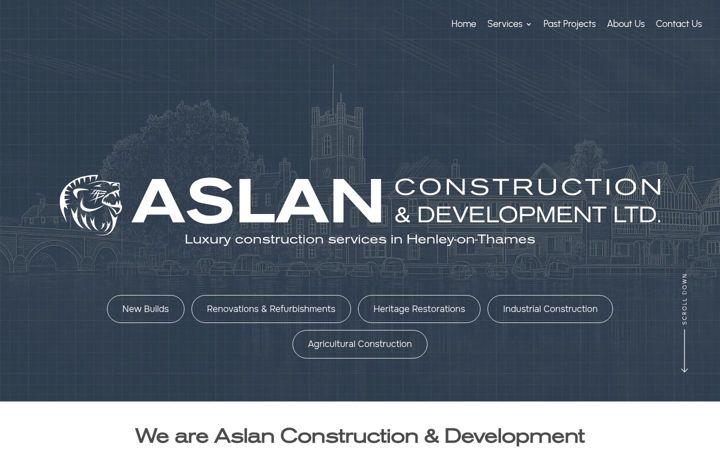Kuvakaappaus sivustosta aslanconstruction.co.uk