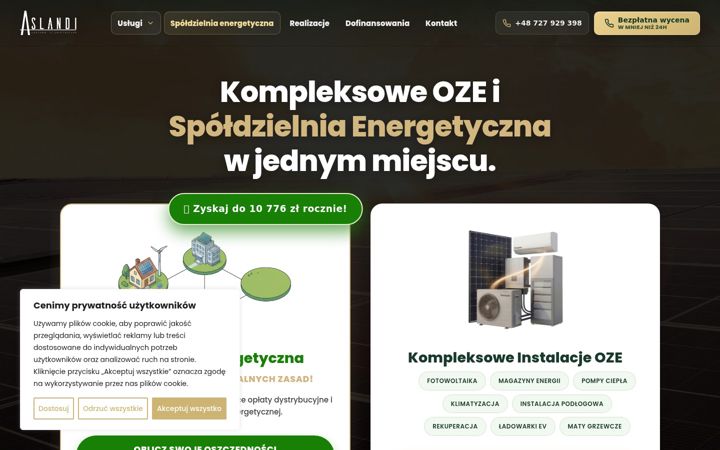 Kuvakaappaus sivustosta aslandi.pl