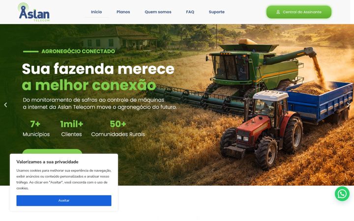 Screenshot of aslantelecom.com.br