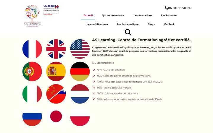 Screenshot ta' aslearning.fr