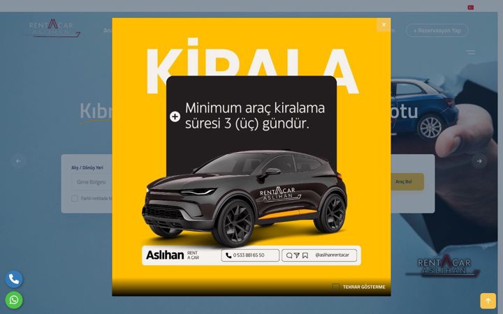 Captura de ecrã de aslihanrentacar.com.tr