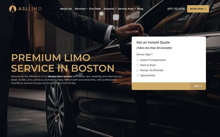 Screenshot of asllimo.com